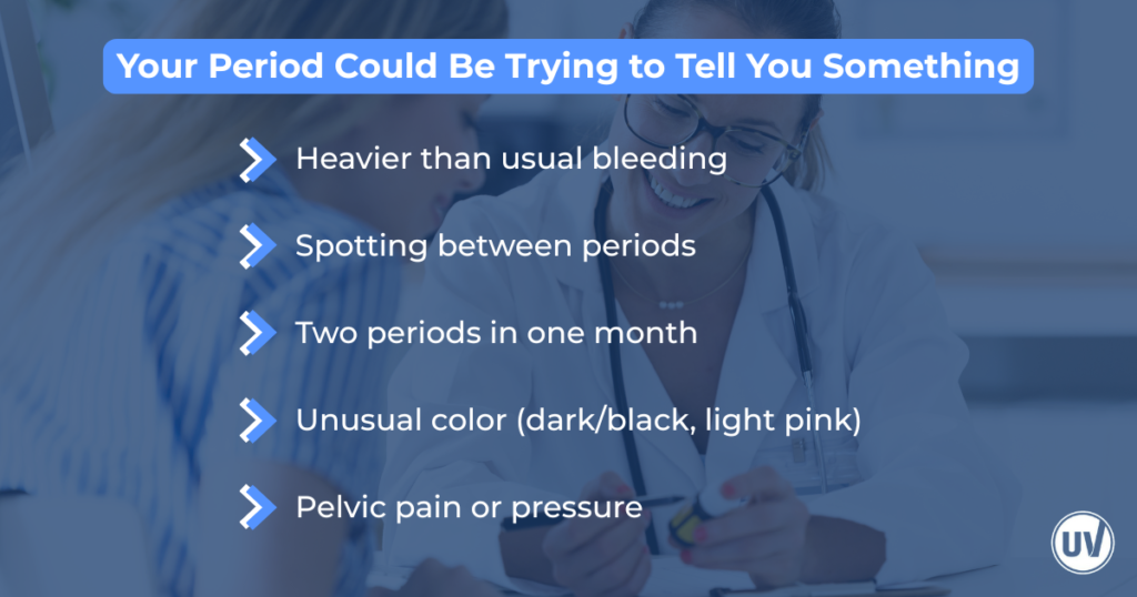 Graphic revealing symptoms that your period could be trying to tell you something about potential fibroids