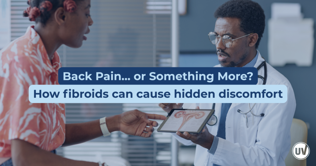 Graphic explaining the link between back pain and fibroids